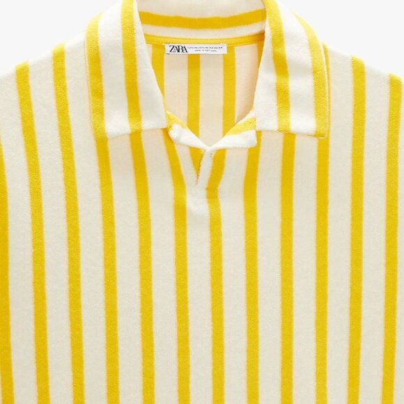 ZARA X THE STANDARD TERRY POLO SHIRT  YELLOW SIZE L/XL - S/M 0977/427/300 - Picture 3 of 4